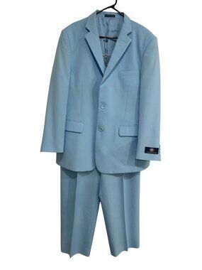 Vittorio St. Angelo 44R Mens Light Blue 2-Piece Suit Intellectual Aesthetic